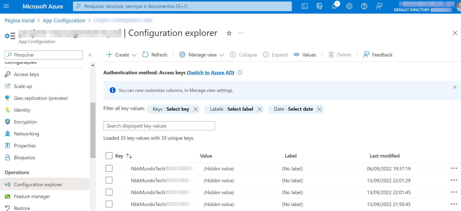 Azure App Configuration Explorer